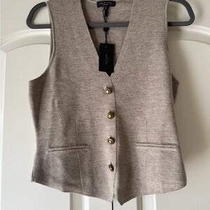 Rag and Bone Ella knit Vest Dark Taupe Size M NWT